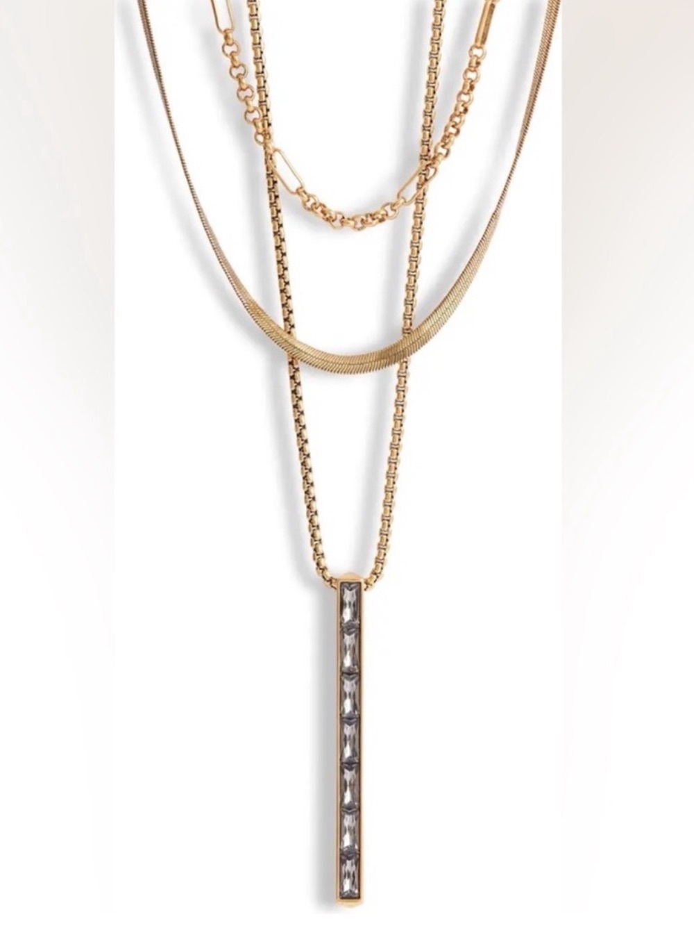 Kendra Scott Jack Vintage Gold Layered Multi Strand Crystal Pendant Necklace NWT